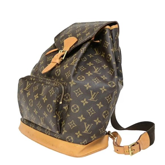 LOUIS VUITTON Montsouris GM Backpack Bag Monogram Leather Brown - Picture 2 of 7